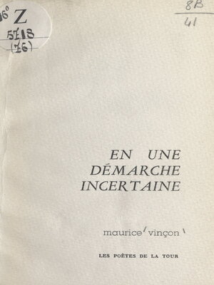 cover image of En une démarche incertaine
